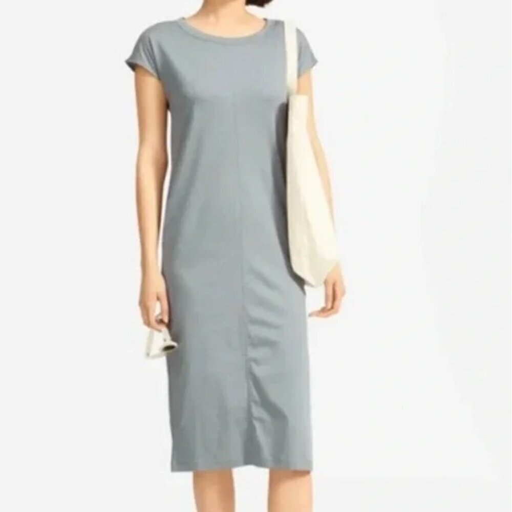 Everlane Luxe Cotton Side Slit T Shirt Dress